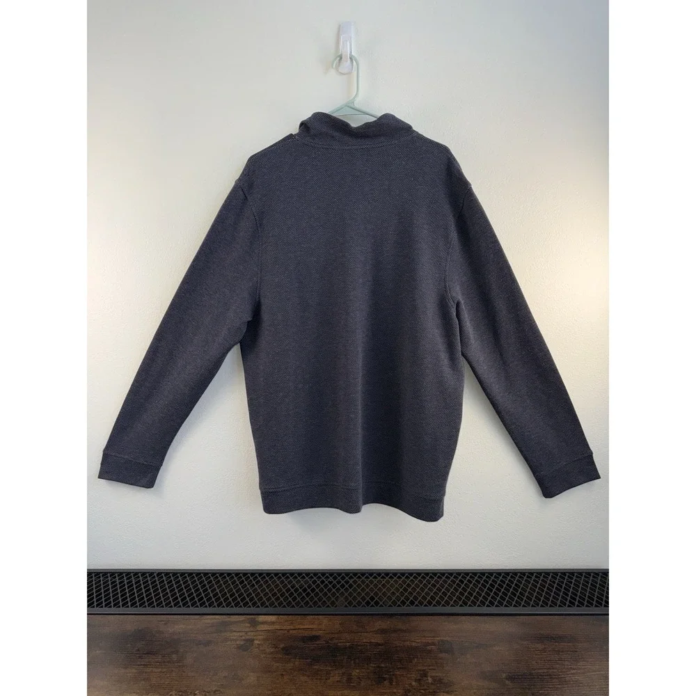 Tasso Elba XL 1/4 Zip Pullover Sweater Navy Textured Knit Cotton Blend‎ Mens